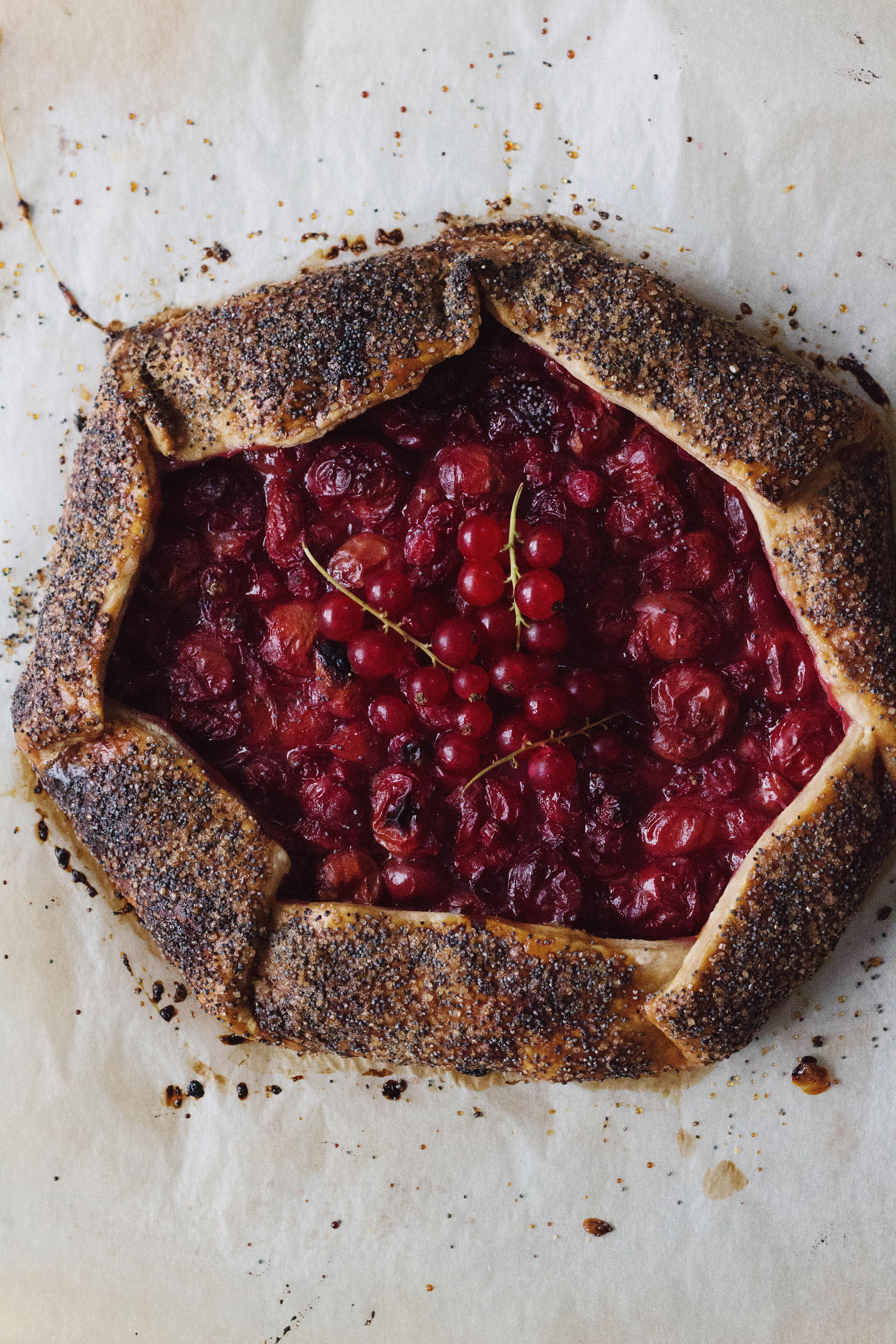 Sour Cherry, Red Currant, Rye and Poppy Galette